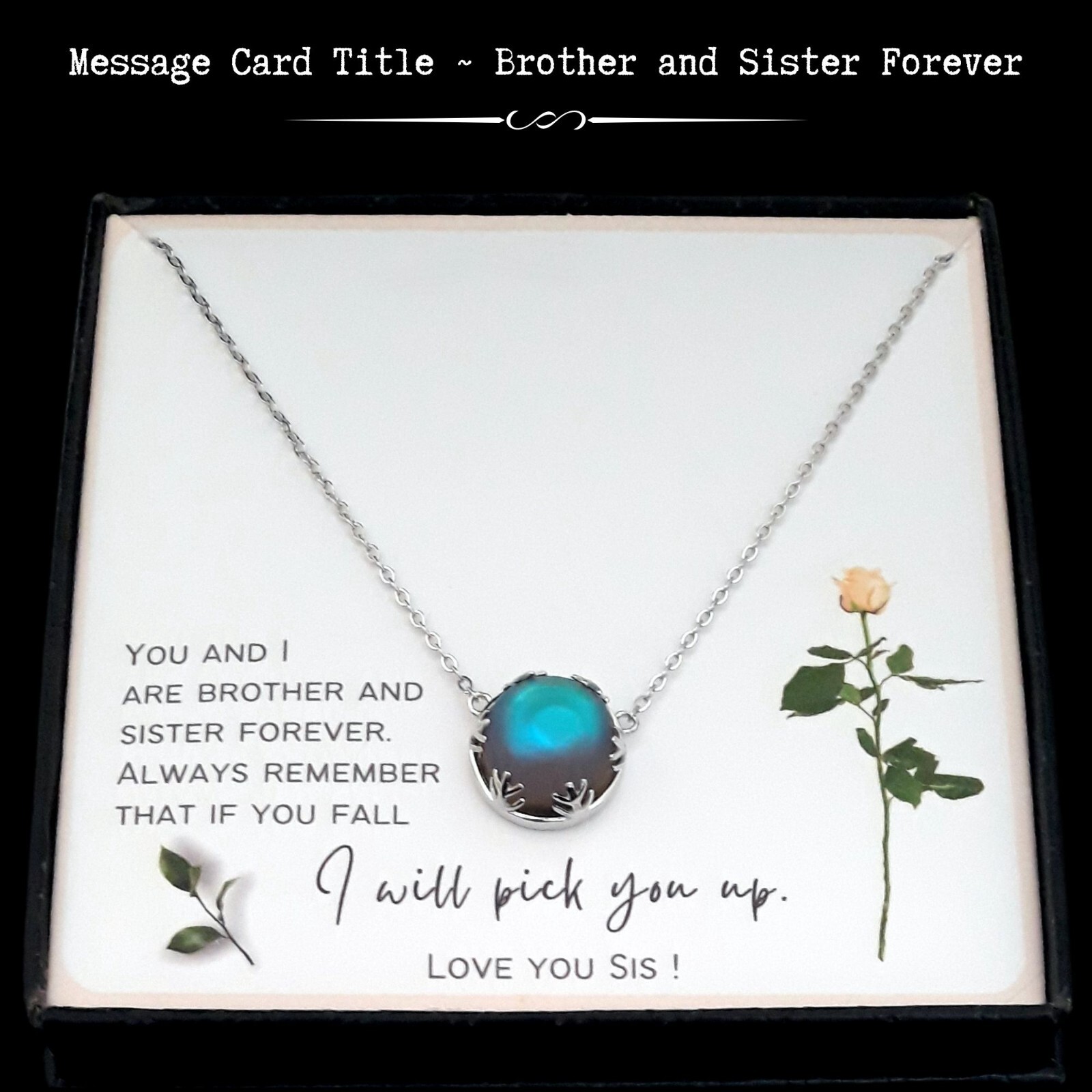 Gift From Brother | Luminous Aurora Borealis Halo Crystal Necklace – Message