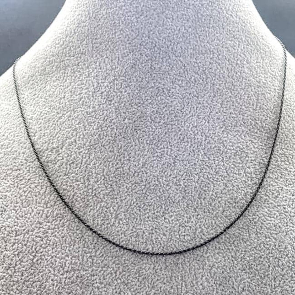 Black Rhodium Plated 025-1.2MM Rope Chain .925 Solid Sterling Silver18″