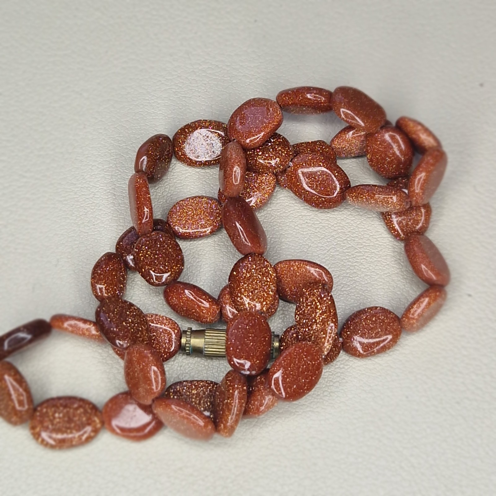 Sandstone Beaded Necklace Oval Beads Vintage Collar Length 46cm Long Orange