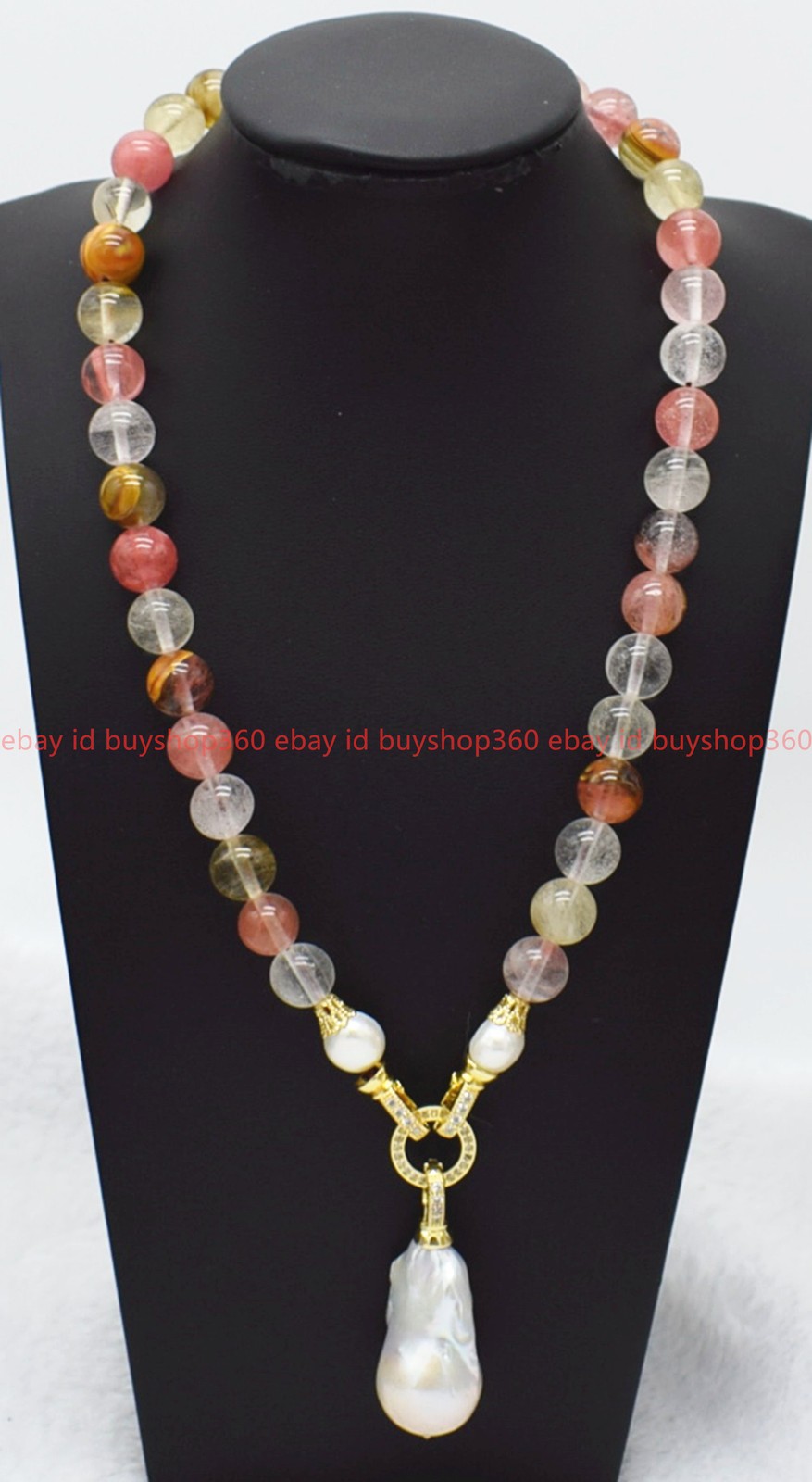 Natural 6/8/10/12mm Watermelon Tourmaline Baroque Pearl Pendant Necklace16-28in