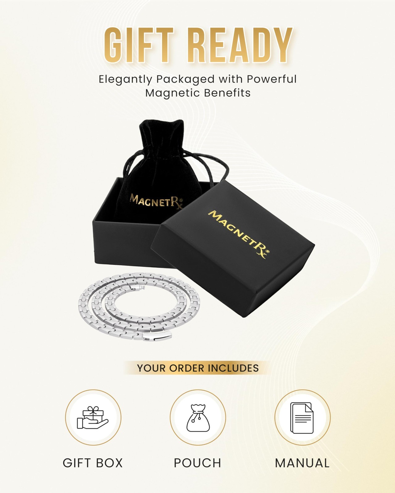 MagnetRX Titanium Magnetic Necklace for Men & Women Effective Necklace 55 Magnet