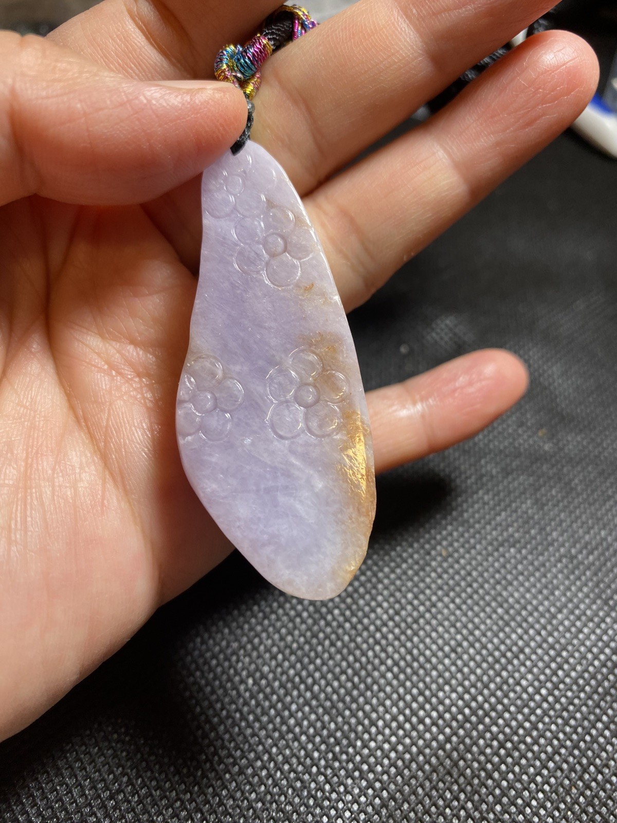 100% Natural Jadeite Jade pink Purple red Pendant 天然缅甸翡翠 A 货粉红紫梅花吊坠