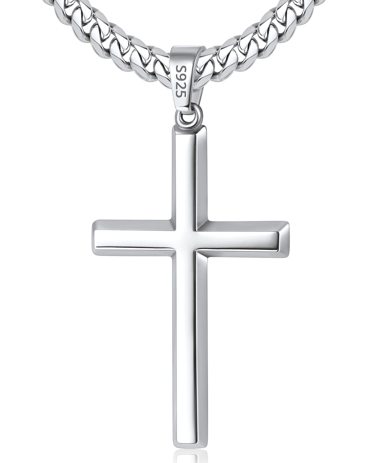 925 Sterling Silver Cross Necklace for Men Boys, Sterling Silver Mens Cross N…