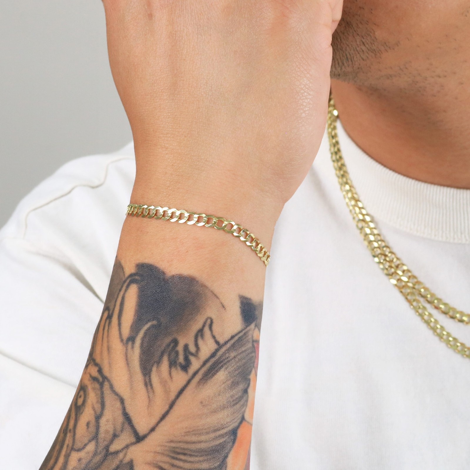 10K Solid Yellow Gold 5mm Cuban Curb Chain Link Bracelet Mens Womens 7″ 8″ 9″