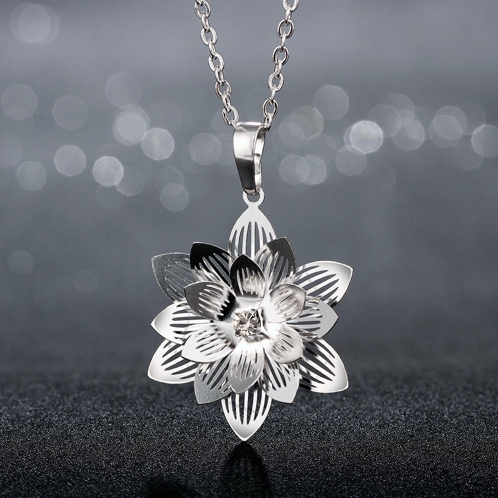 Classic 925 Sterling Silver Filled SF Flora CZ Pendant Necklace N-A650 Gift