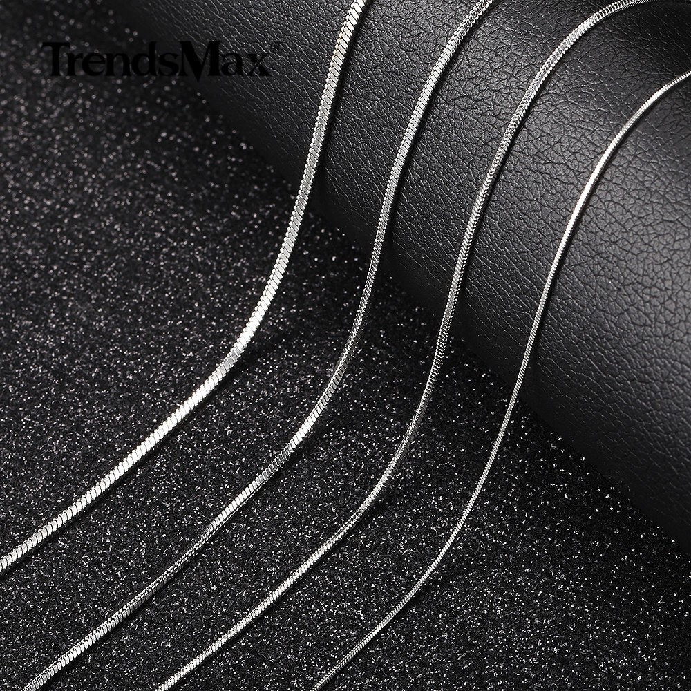 0.9-2mm Silver Stainless Steel Square Snake Chain Necklace Women Men 18″-26″