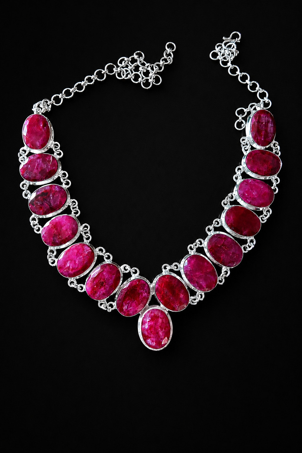 Handmade Ruby Necklace 925 Sterling Silver Antique Vintage Style