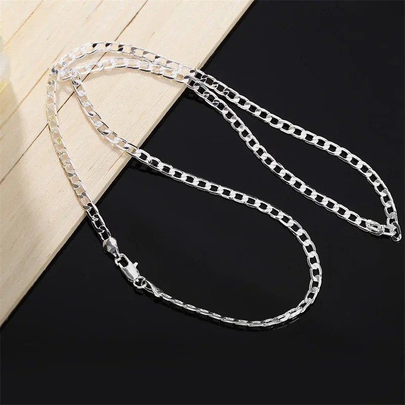 16-36″ Stainless Steel Silver Chain Cuban Curb Womens Mens Necklace 3/5/7/9/11mm