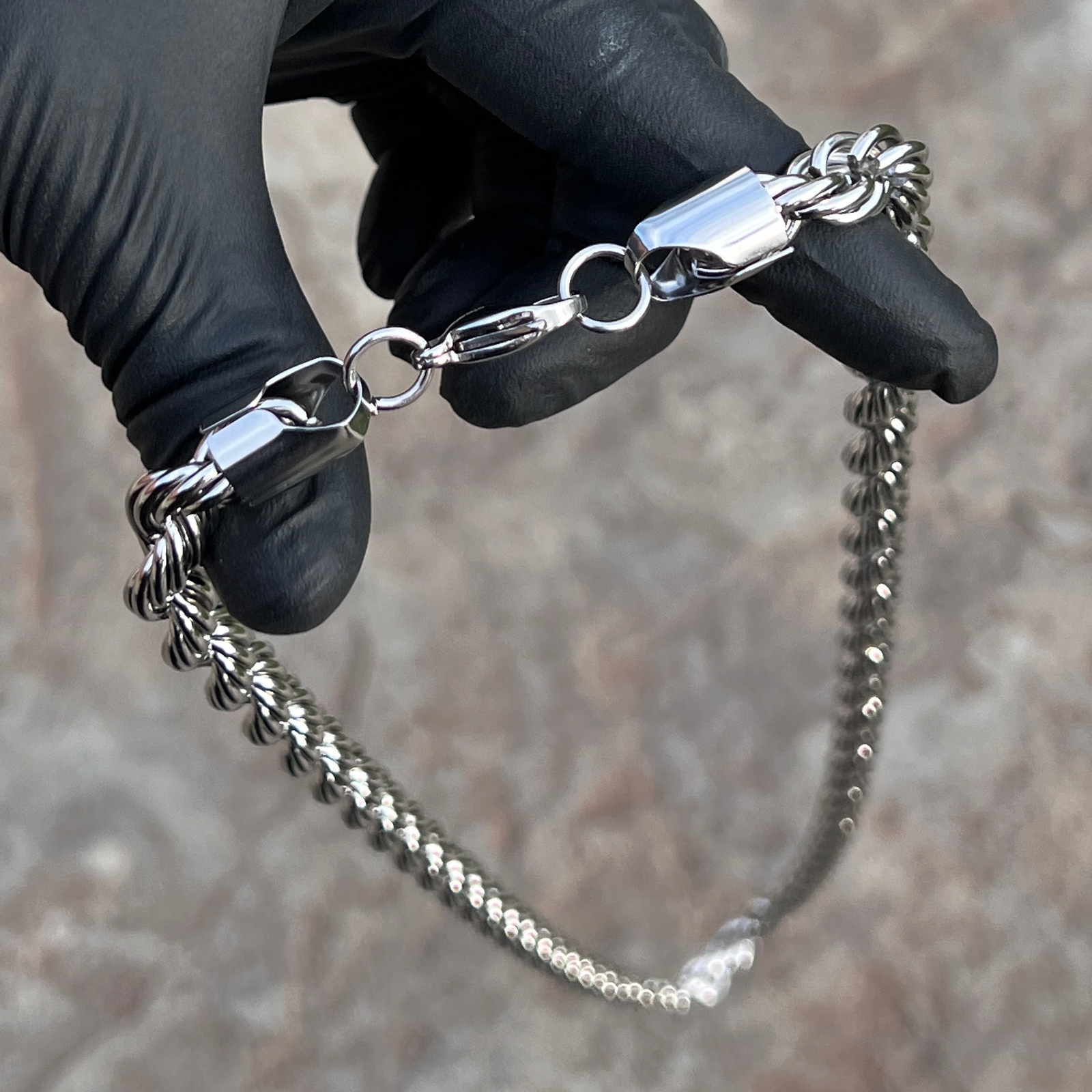 Mens 316L Stainless Steel Rope Chain Silver Hip Hop Necklace 10MM Thick 40″ Inch