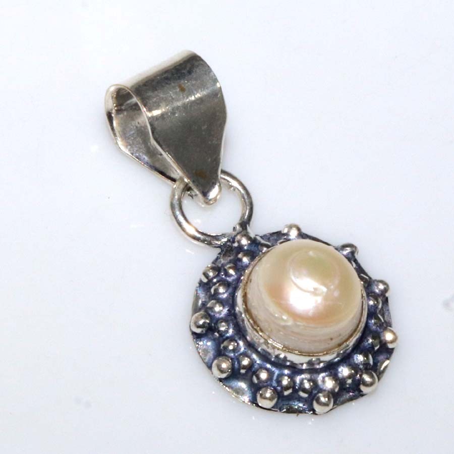 925 Silver Plated Pearl Jewellery Pendant Handmade Gemstone Size 1.3″