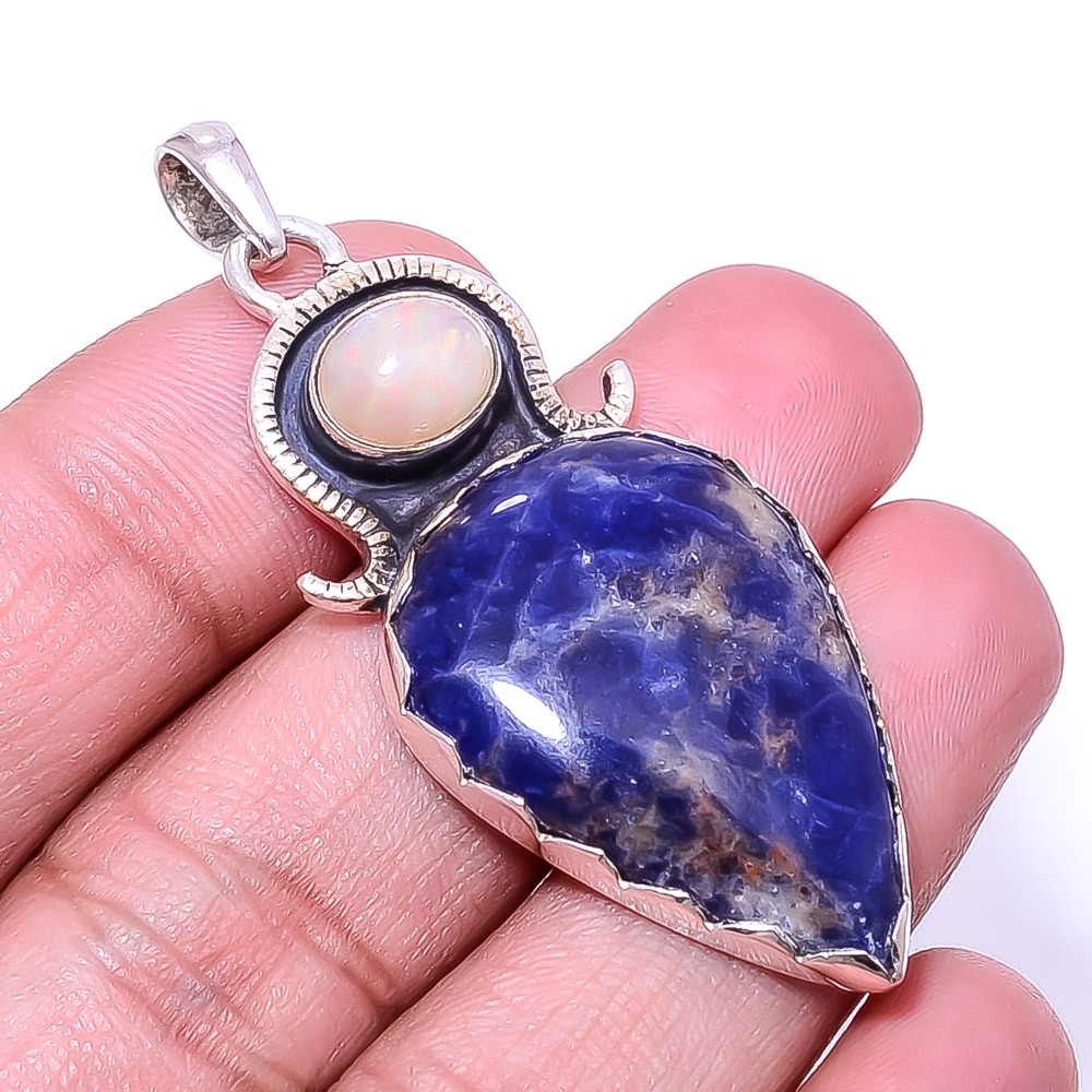Natural Sodalite – Minas Gerais 925 Sterling Silver Pendant 2.15″ P_9473_251_1