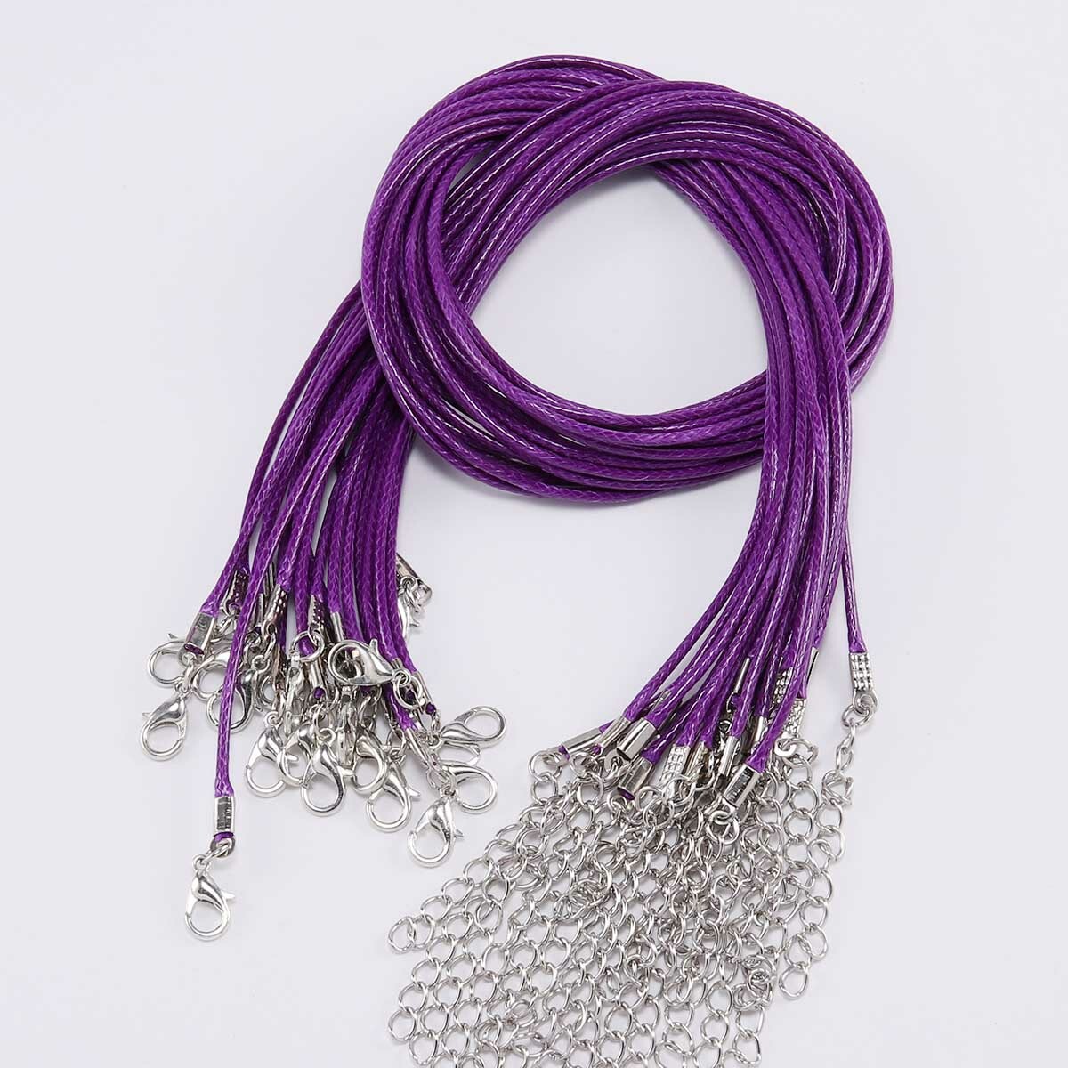10pcs/lot 1.5mm/2mm Waxed Cotton Cord Necklace with Lobster Clasp 45cm+5cm