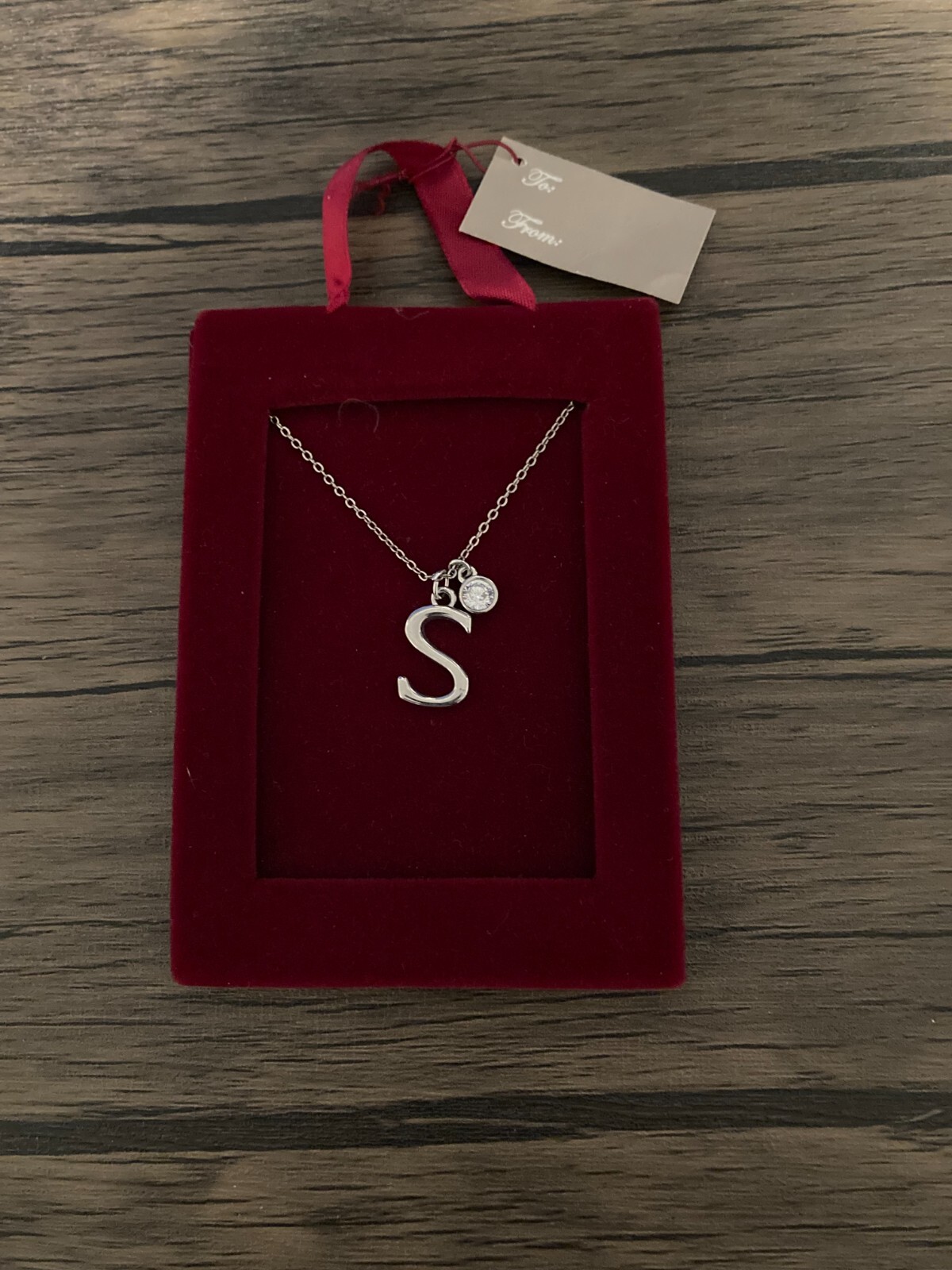 Initial Pendant Necklace Silvertone Letter S New