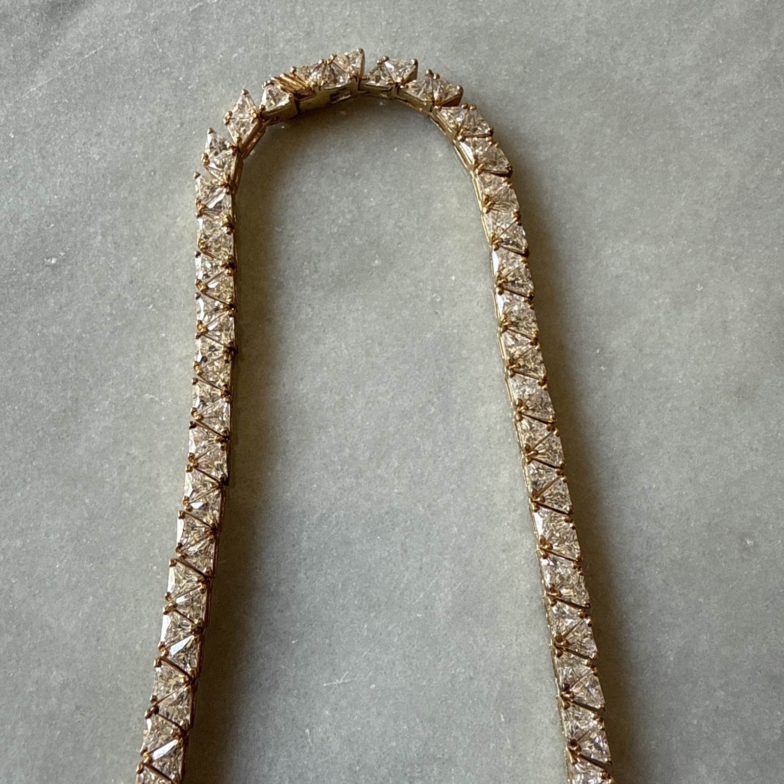 Ross Simons Sterling Silver Vermiel Trillion Cut CZ “Tennis” Necklace