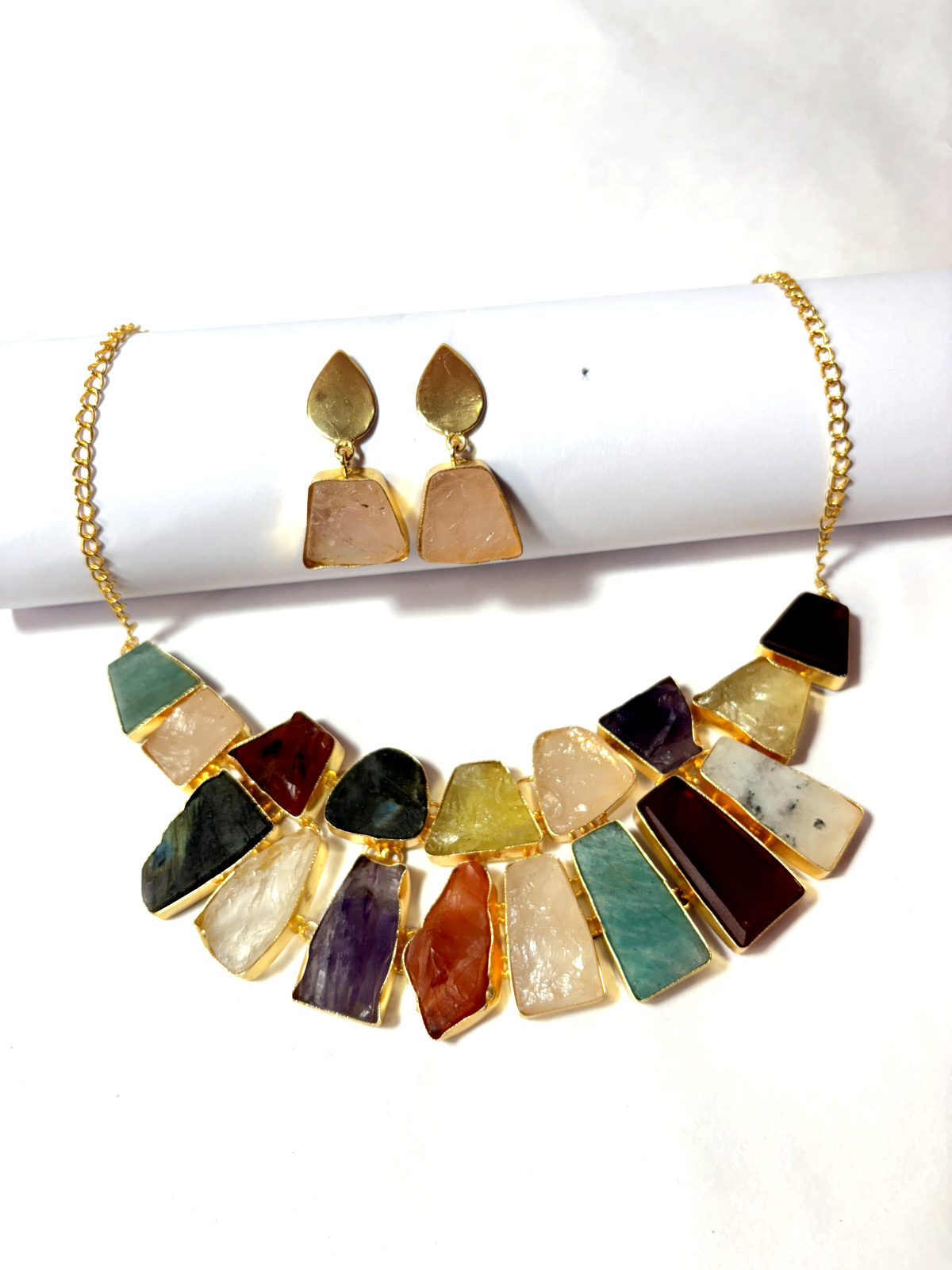 Necklace With Stud Multi Necklace Natural Gemstone Jewelry Gift For Her