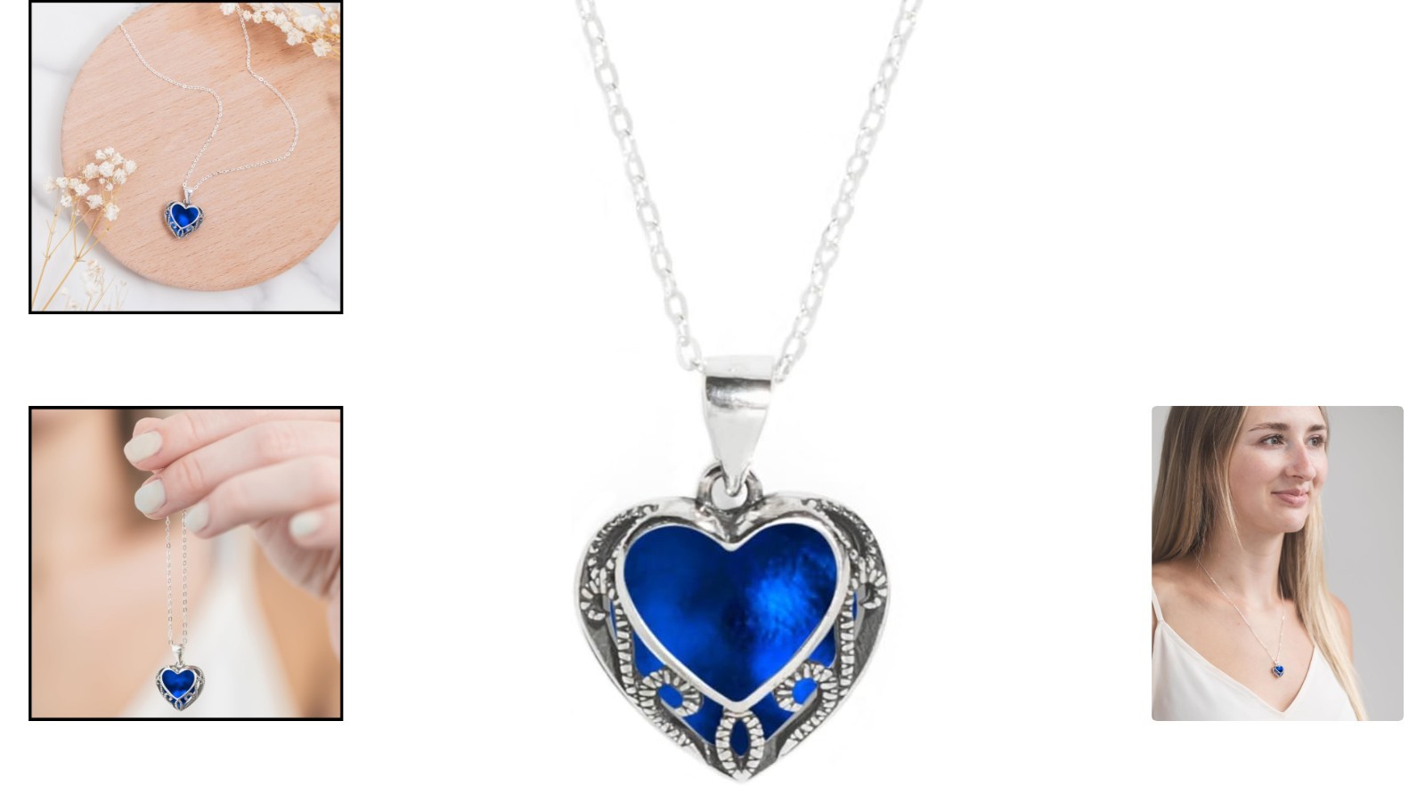 Homespun Hearts Necklace: Handmade Recycled Glass Pendant in Sterling Silver