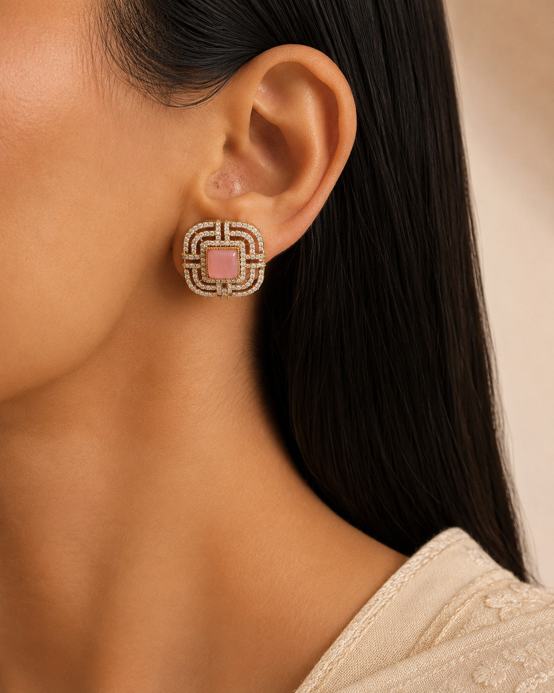 Khadija Indian Wedding Blush Pink and Mint Green Choker Set Roz Jewellers.