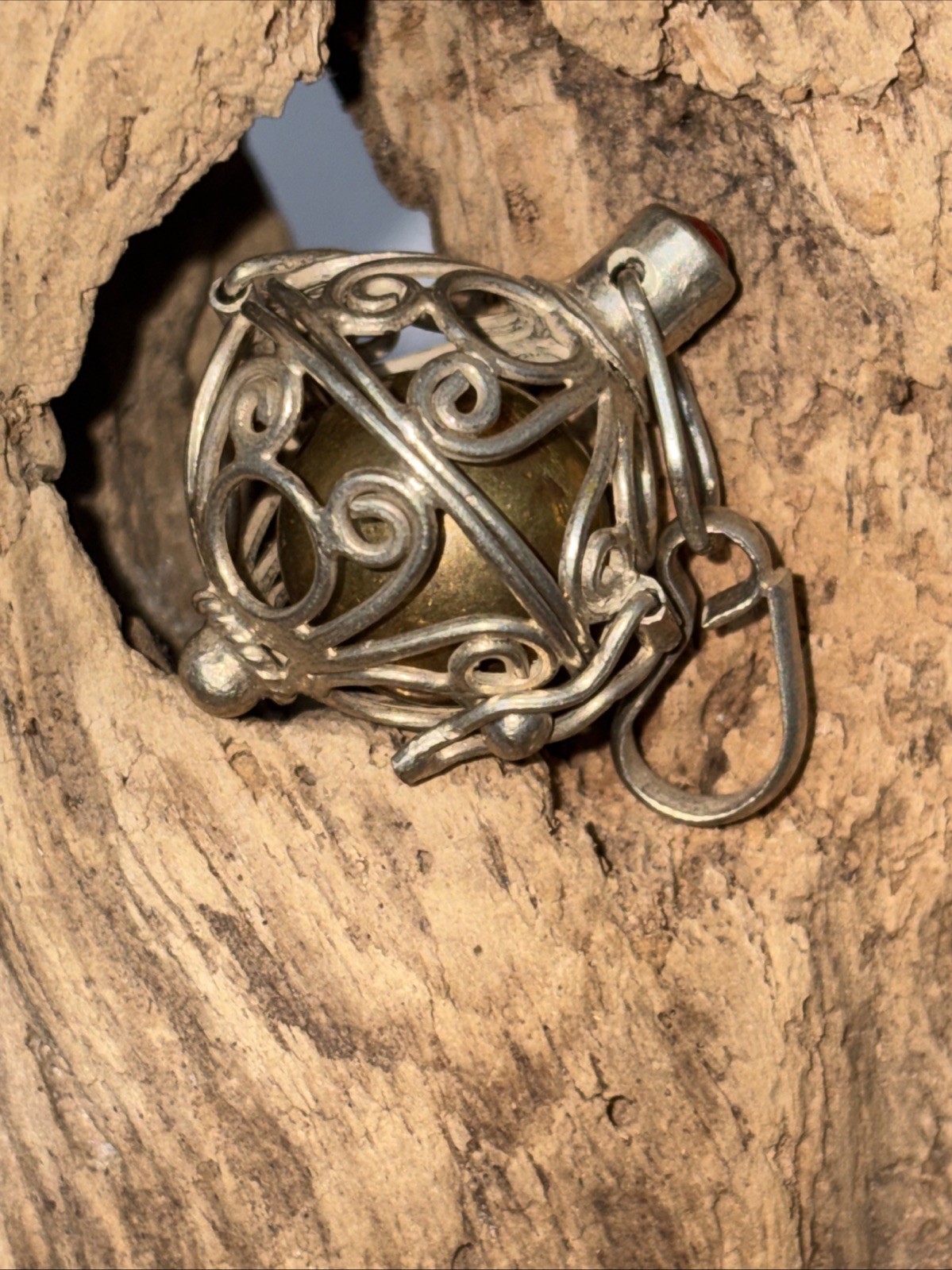Sterling Silver Harmony Pendant With Brass Ball Chime