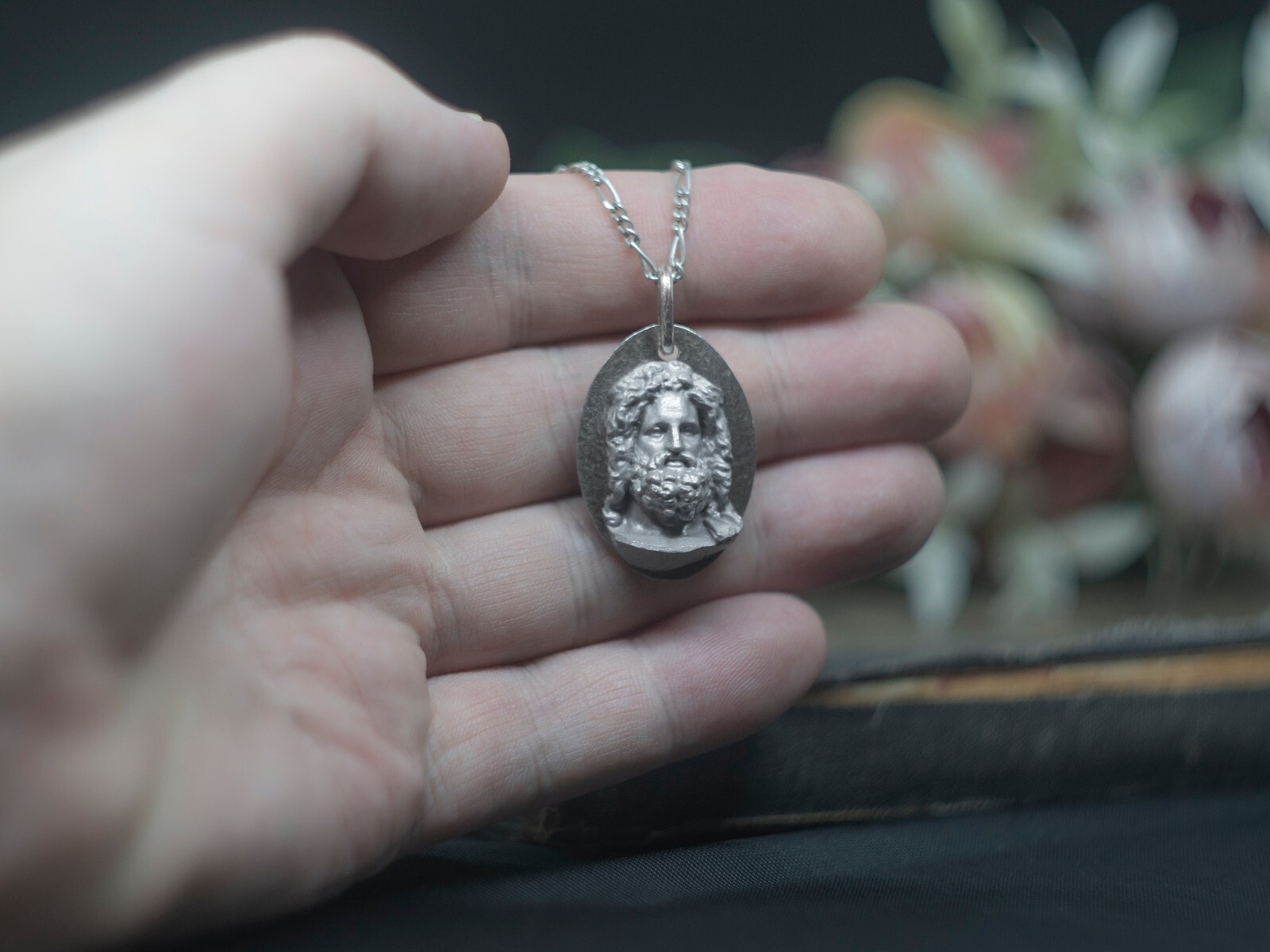 Zeus Otricoli Silver Necklace, Jupiter Statue Charm, God the Father Pendant Gift