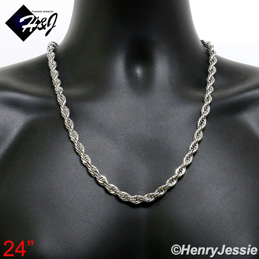 17″20″24″30″MEN’s Stainless Steel 8mm Silver Smooth Rope Chain Necklace*N149