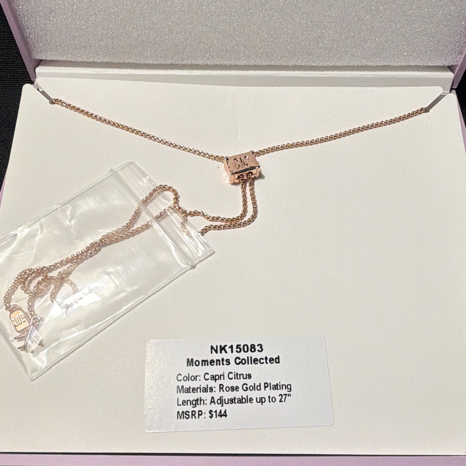 BP Moments Collected Rose Gold Plated Multicolor Crystal Bar Necklace NK15083