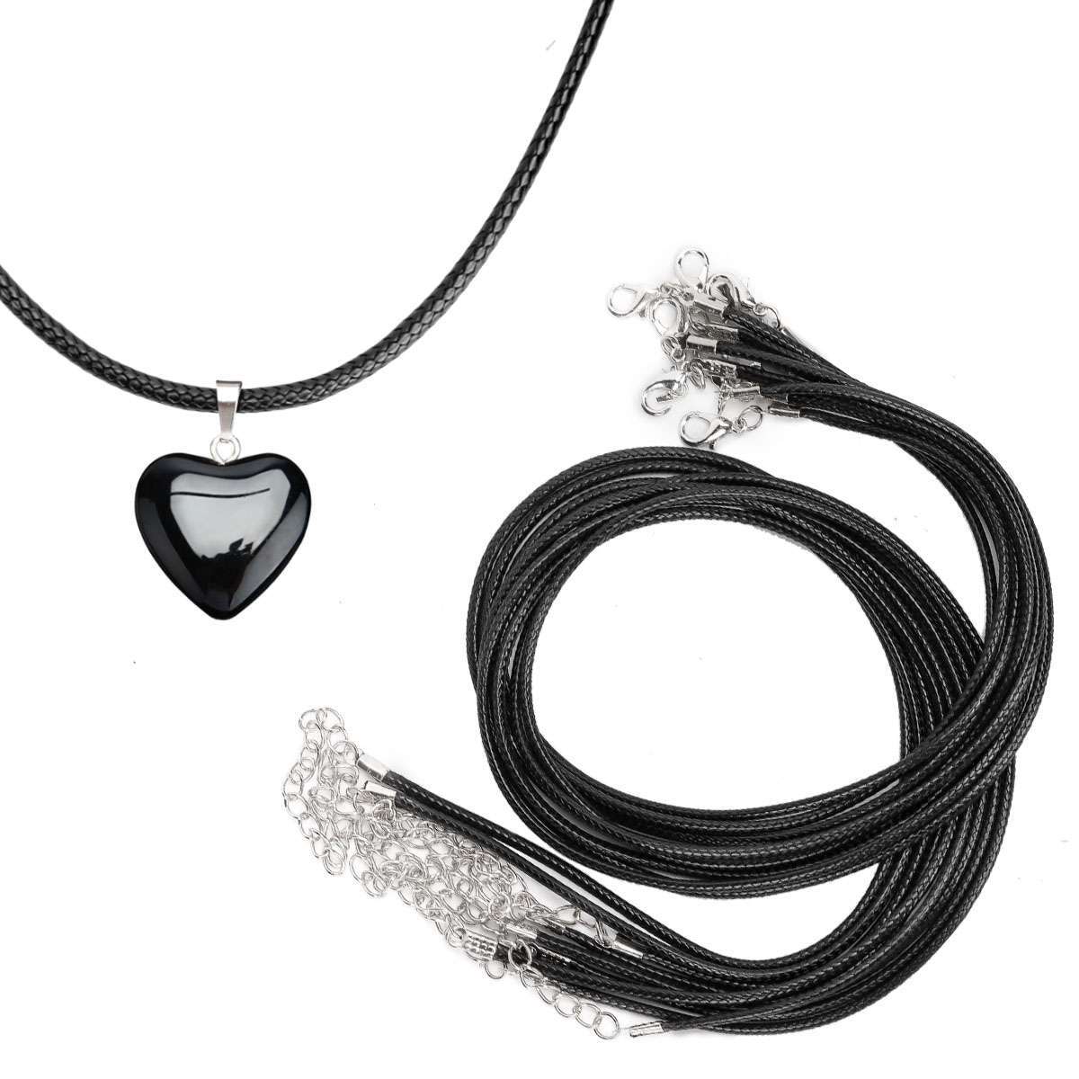 10-50PCS Black Waxed Necklace Cord for Jewelry Making Braided Leather Rope Chain