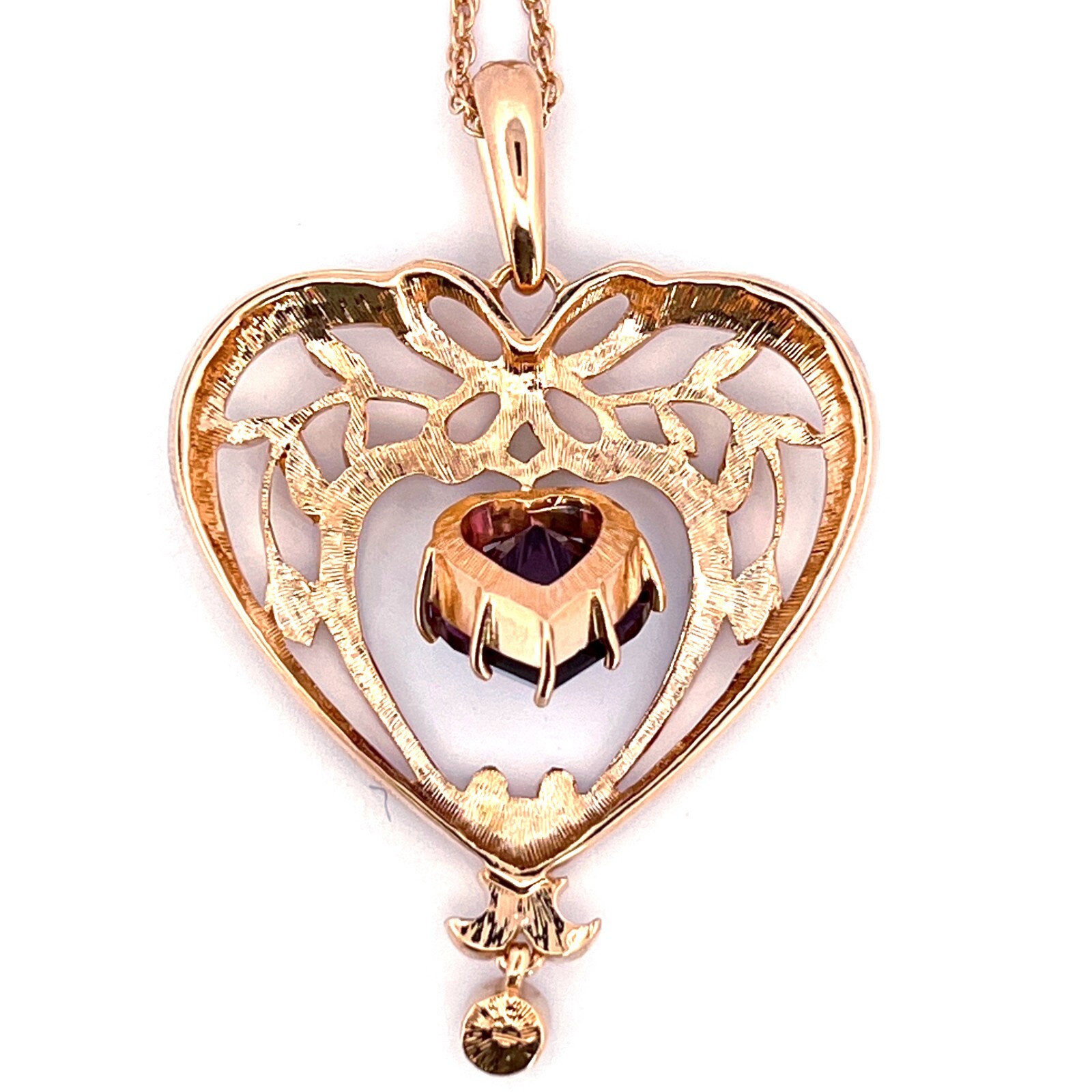 February Birthstone Gold Plated Necklace Set With Heart Shaped Amethyst Crystal