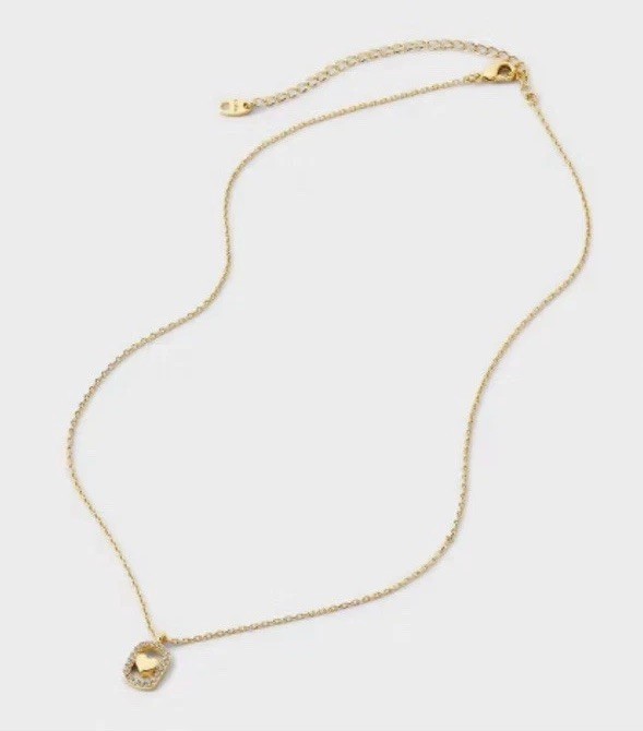 14K Gold Dipped Cubic Zirconia Heart Tag Pendant Necklace – A New Day Gold