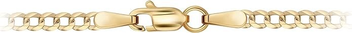 Solid Gold 2.5MM Cuban Curb Link Chain Necklace For Men Women Daily Necklace 18″