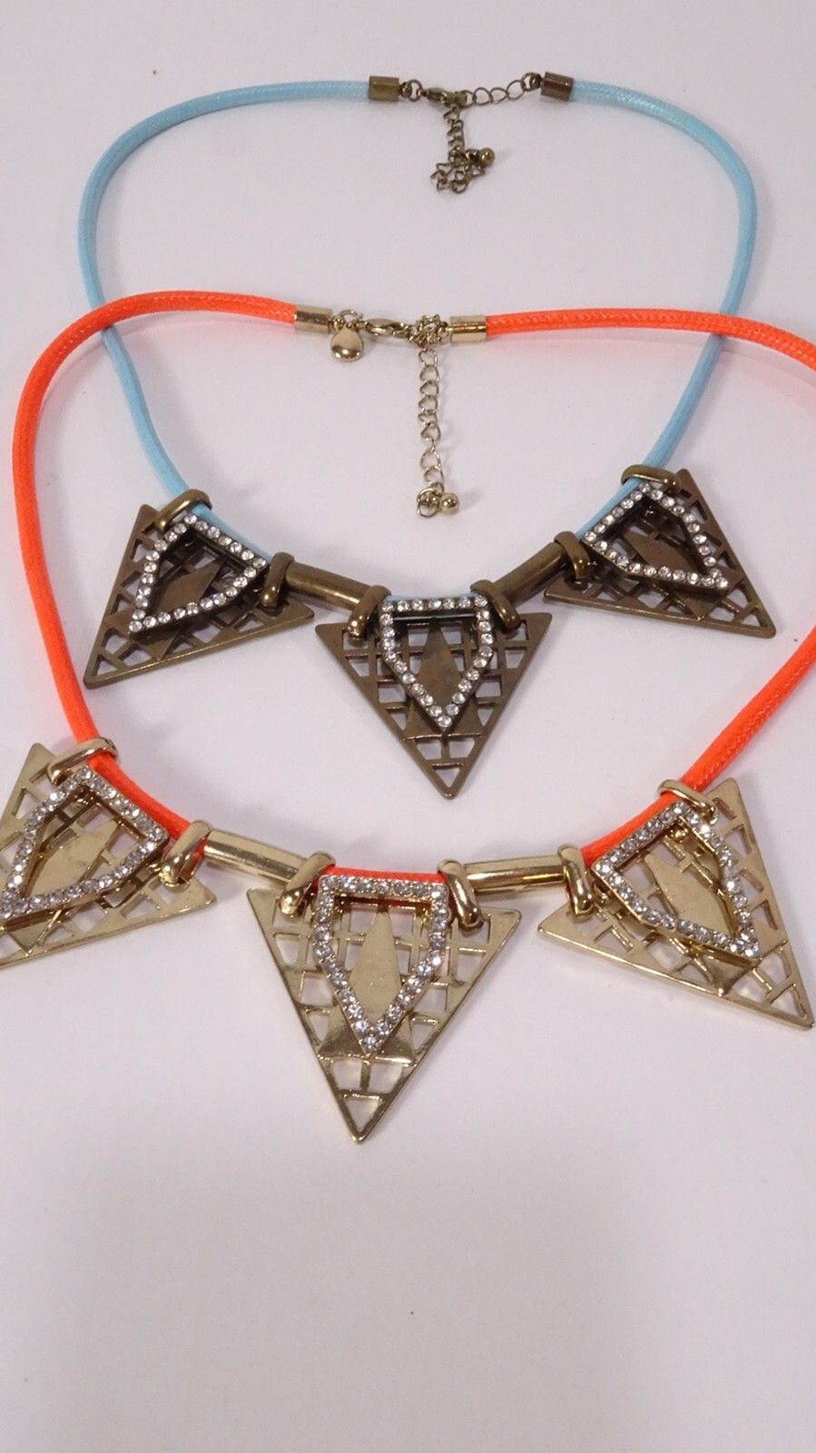 J.Crew Women’s Angelica Rope Brass Crystal Fan Necklace Blue and Orange