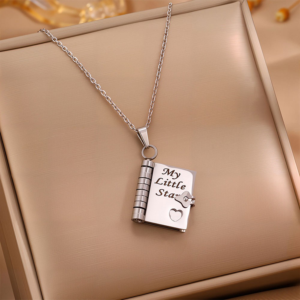 Openable Daughter Book Necklace Stainless Steel With Pages Of Engraved US