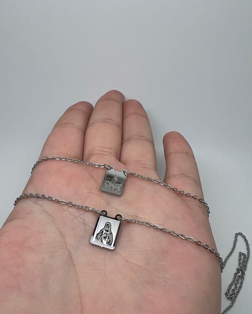 Stainless Steel Scapular Necklace Our Jesus 20inches silver Daily Female Male