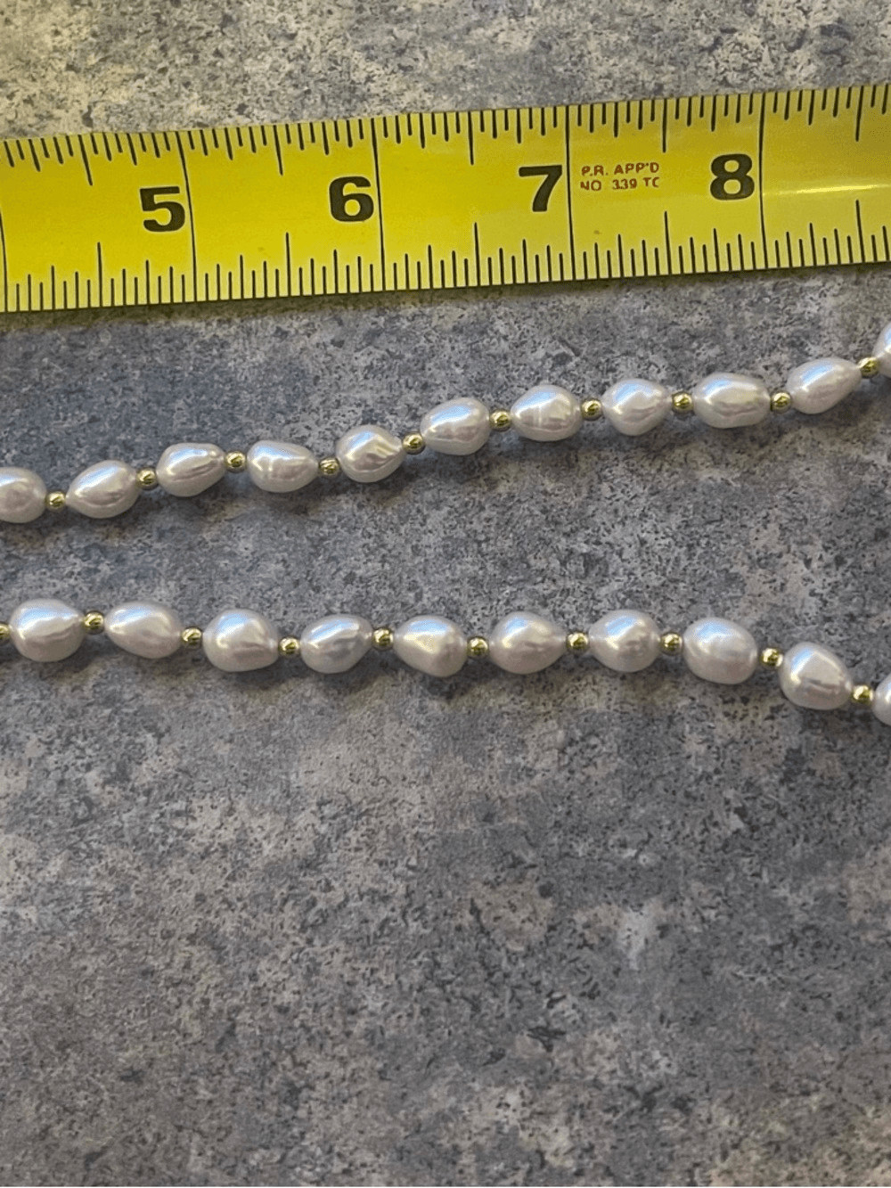 Classic Freshwater Pearl Necklace in White with Gold Beads in-between and Clasp