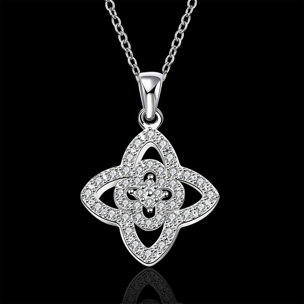 Elegant 925 Sterling Silver Filled SF Flora Cz Pendant Necklace N-A626 Gift