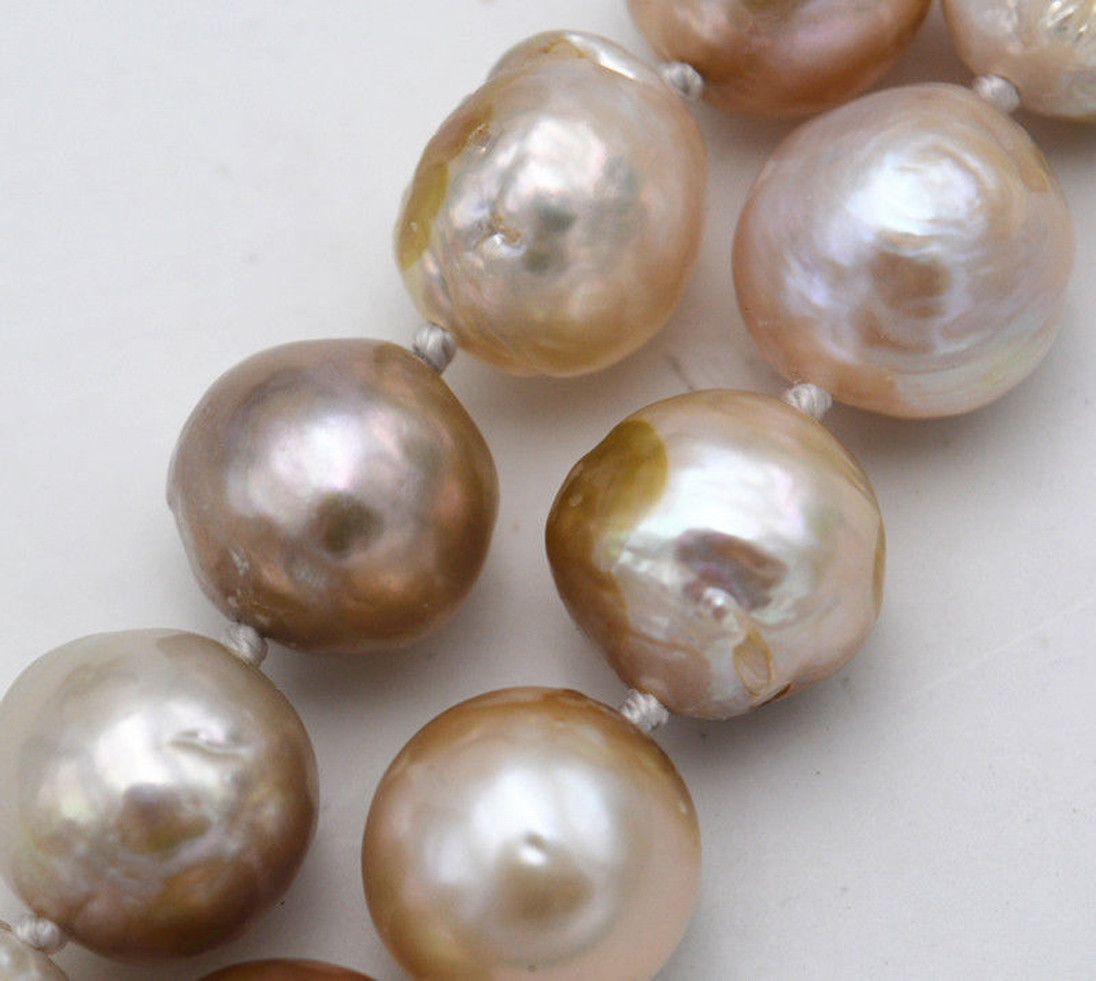Huge 10-12mm Genuine Natural Multicolor South Sea Baroque Edison Pearl Necklace