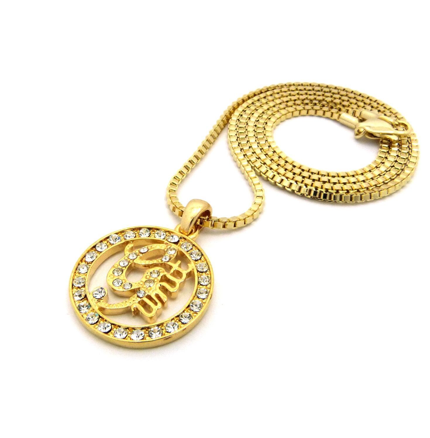 Iced Gold Mini G Unit Round Pendant w/ 24″ Box Chain Hip Hop fashion Necklace