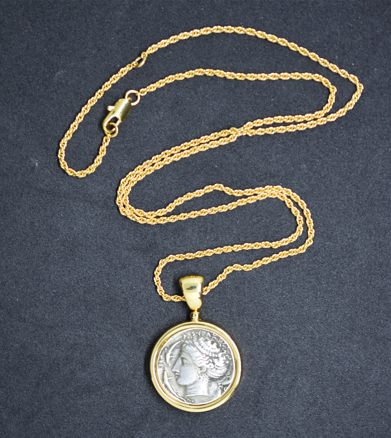 Retro Coins Ancient Roman Hunting Carriage/Ocean Goddess 2sided Pendant Necklace
