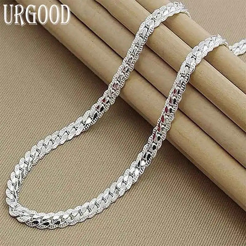 925 Sterling Solid Silver Chain Necklace Jewelry for Women Men Fashion Gift