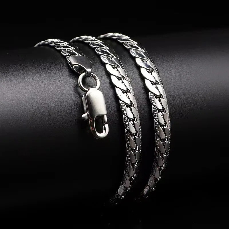 New 925 Sterling Silver Plated Thick Layered Men’s Italy Figaro Chain Necklace