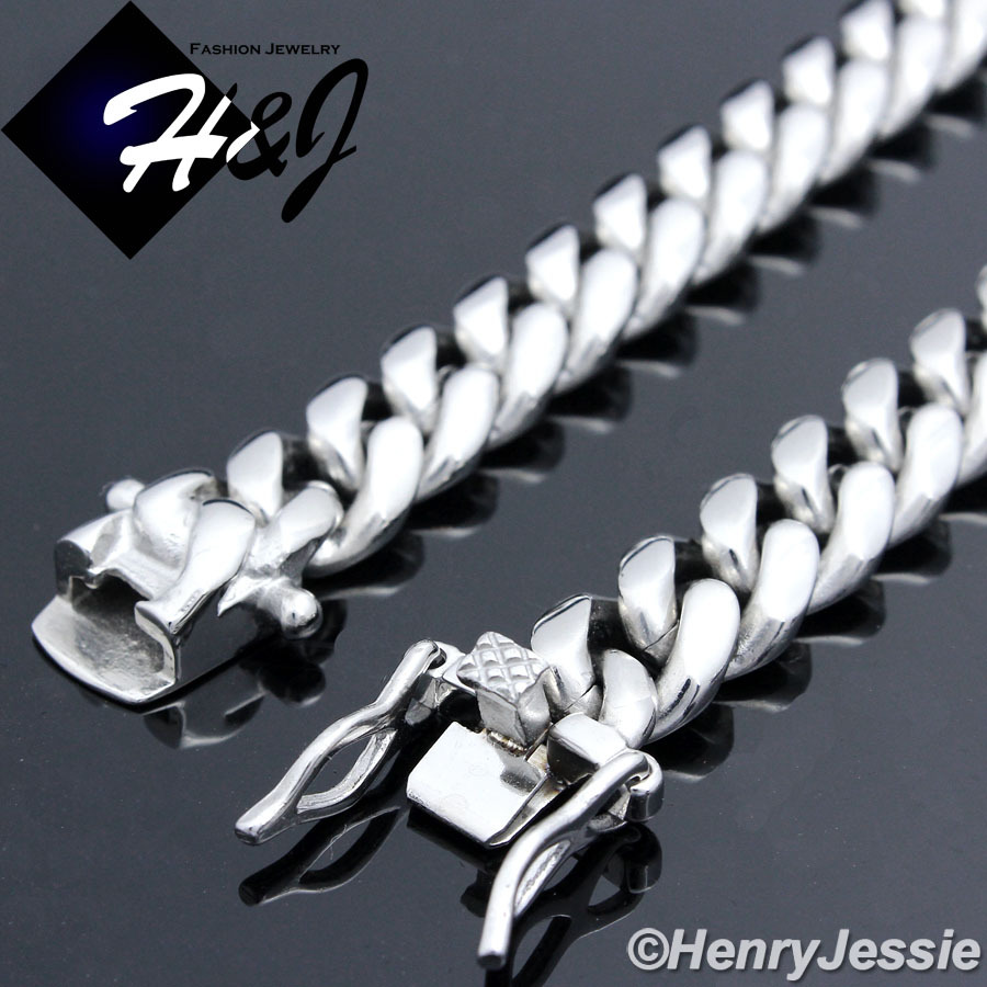 18-40″MEN Stainless Steel 7/10/12mm Silver/Gold Plated Miami Cuban Curb Necklace