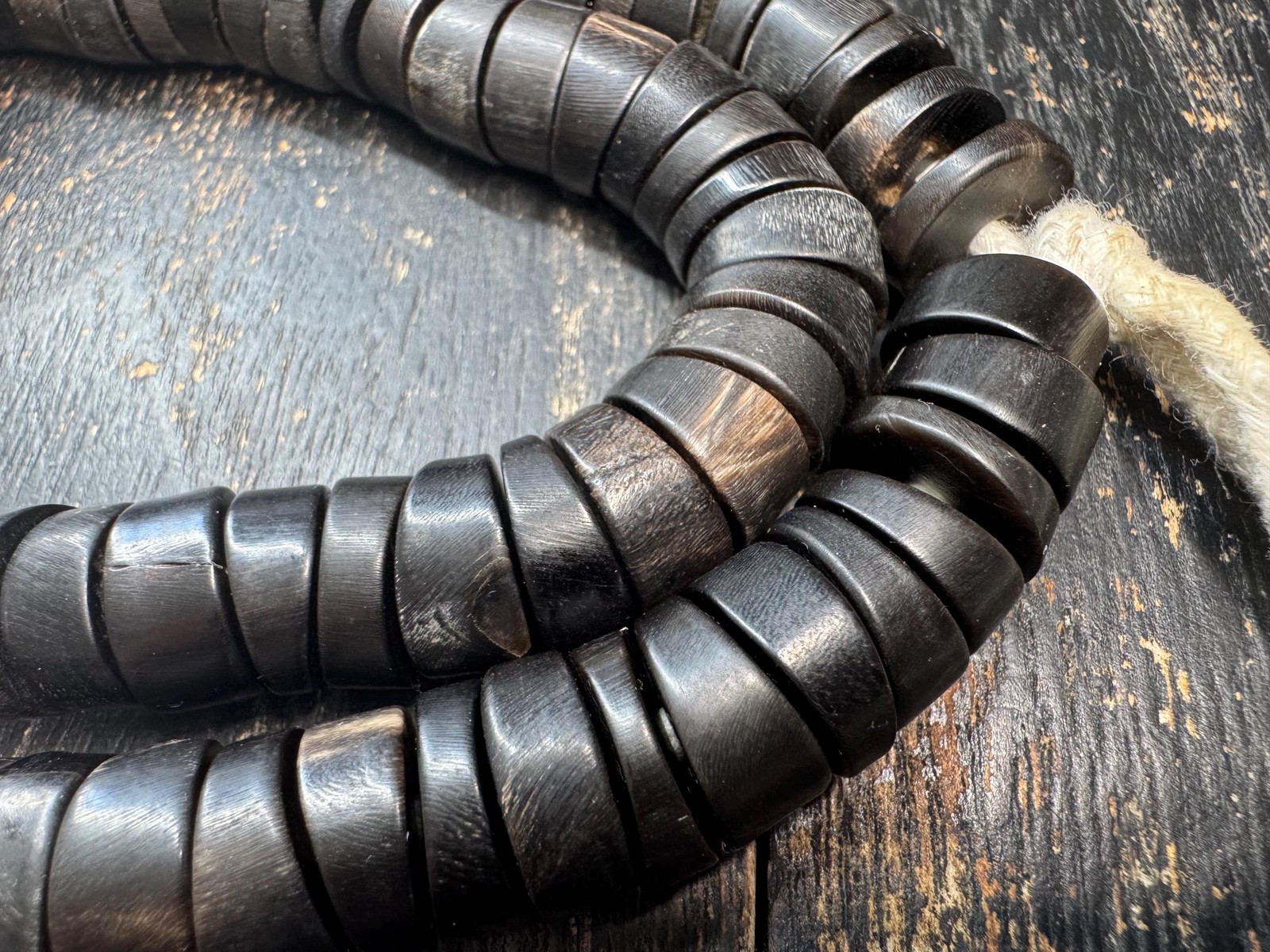 Handmade 108 Bead Mala Necklace | Dark Prayer Beads | Tribal Himalayan Style 24″