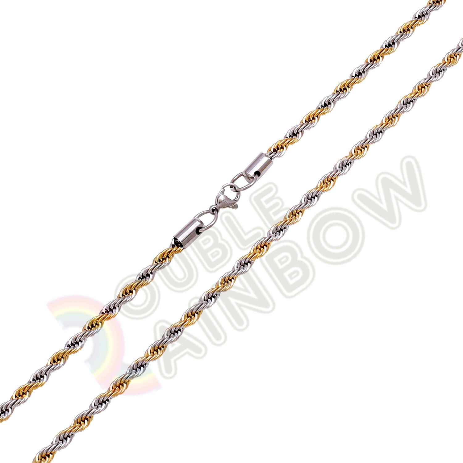 Women Men Stainless Steel 2mm-5mm Rope Necklace Chain Gold/Silver Plated Link