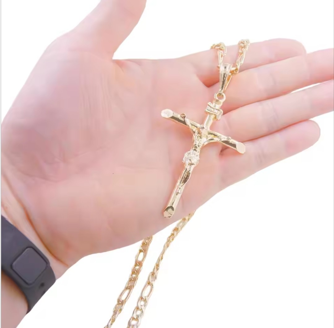 Gold-plated chain Jesús Pendant Cross necklace