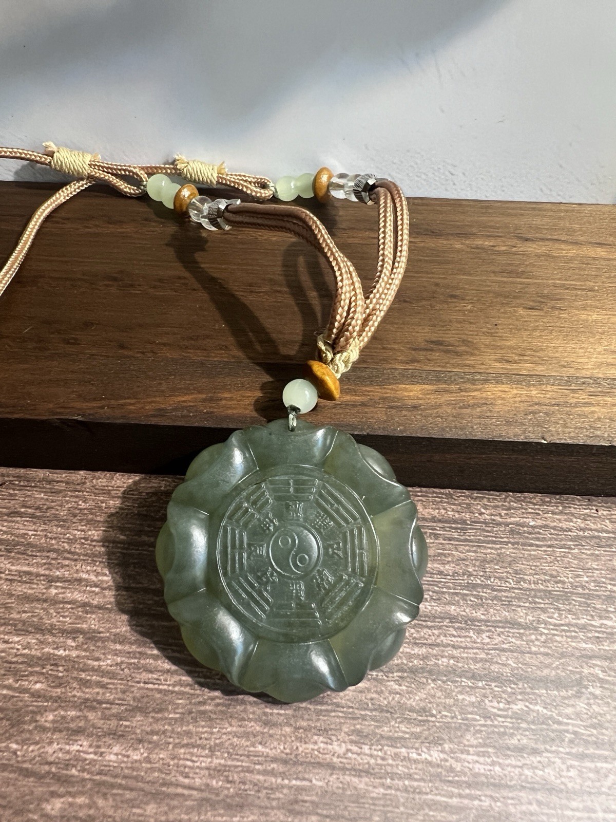 Natural sleeve jade bagua hand-woven necklace