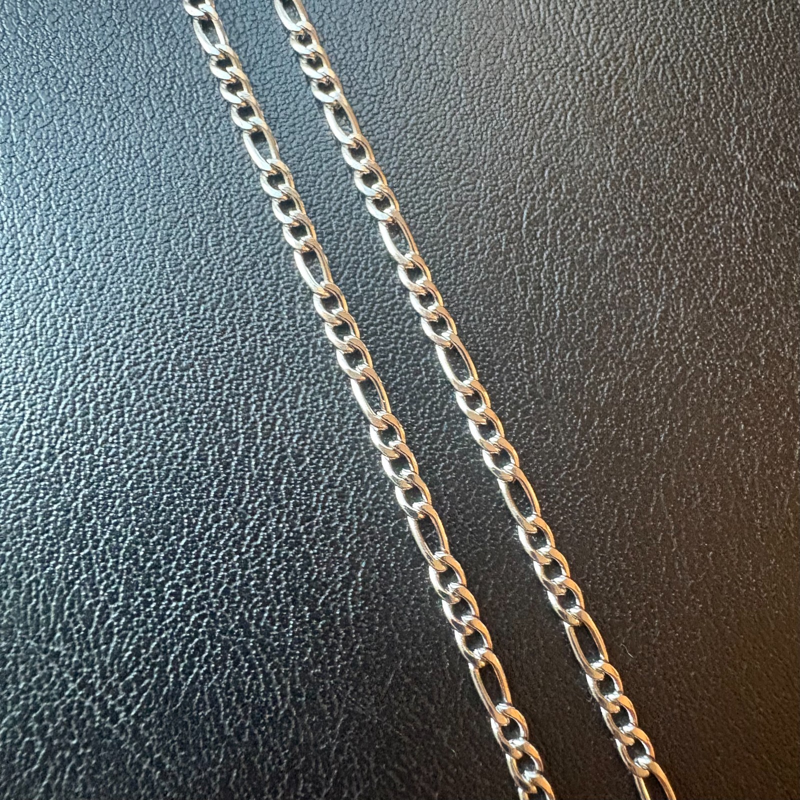 22″ 3mm Figaro Chain Necklace Silver Stainless Steel Micro Minimalist Men Women