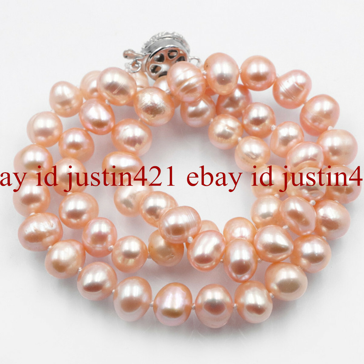 Natural 7-8mm Pink Freshwater Cultured Pearl Necklace 18”