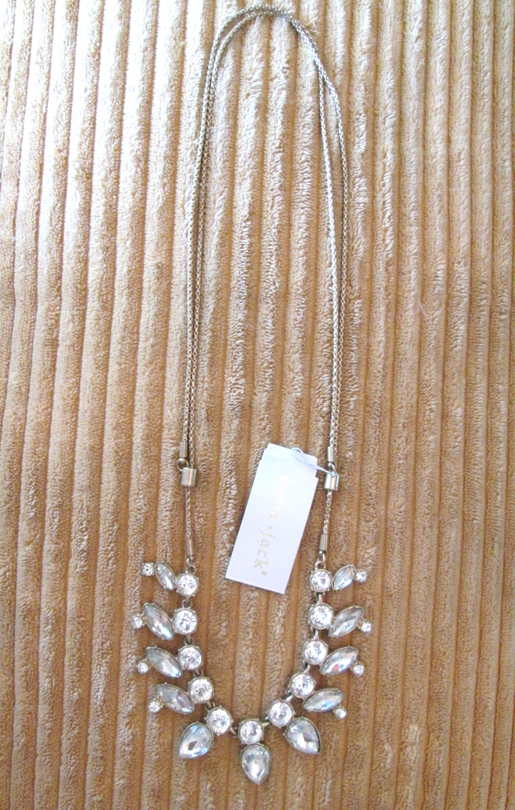 Bella Jack Clear Crystal Rhinestone Statement Necklace Gold Tone Adjustable NWT
