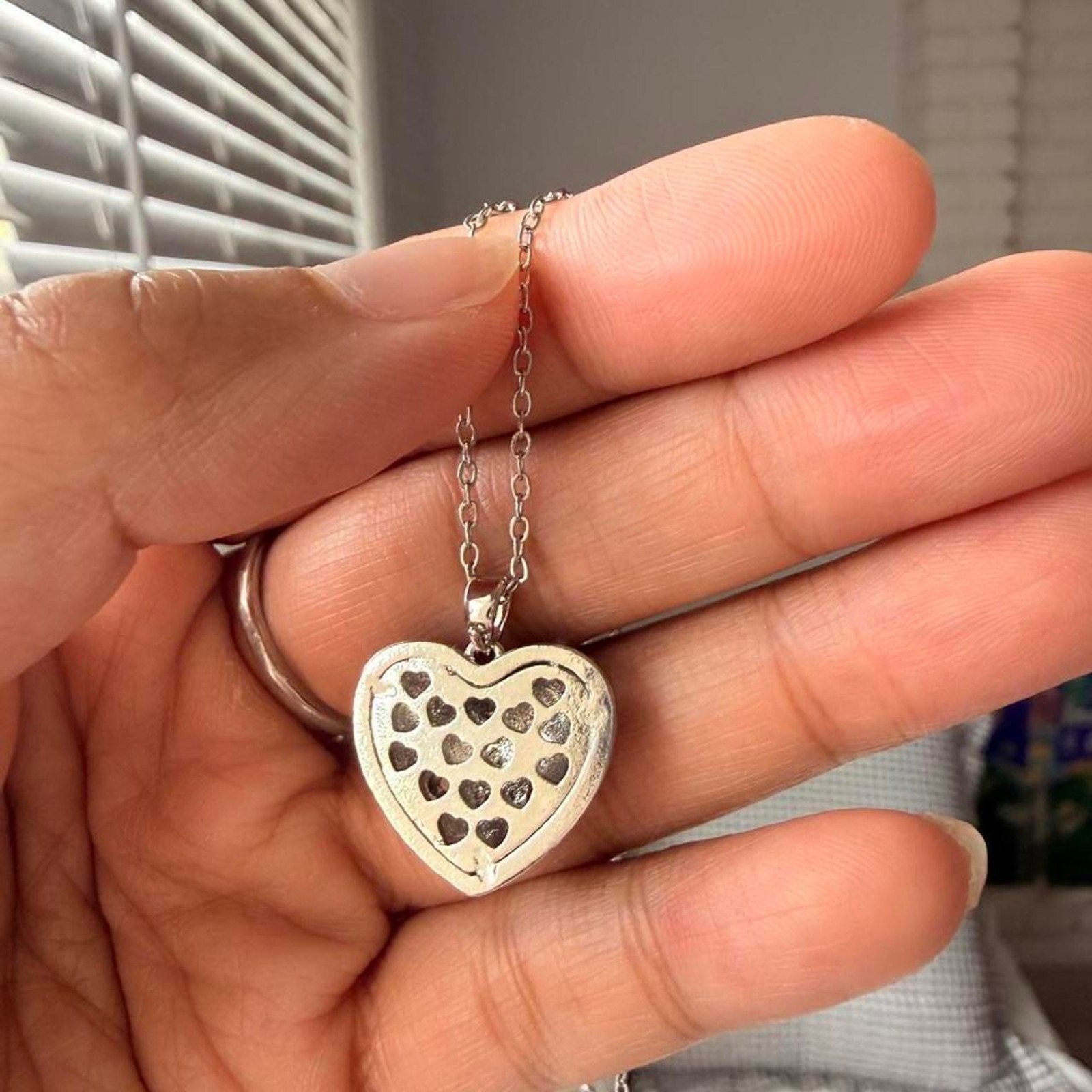 Black Heart Saturn CZ Pendant Stainless Steel Necklace