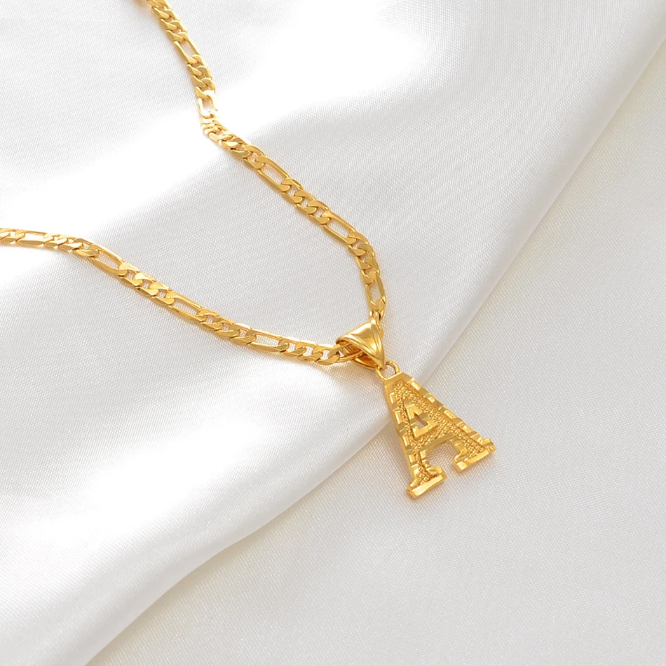 A-Z Letters Pendant Necklaces for Women Men English Initial Alphabet