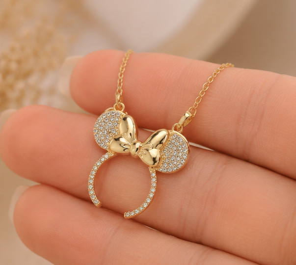 2ct Simulated Diamond Engagement Women Mikey Mouse Pendant 14kYellow Gold Plated